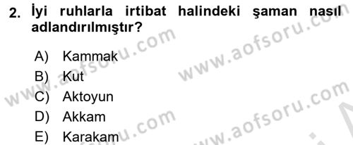 Mitoloji ve Din Dersi 2016 - 2017 Yılı (Vize) Ara Sınav Soruları 2. Soru
