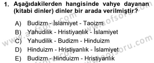 Mitoloji ve Din Dersi 2016 - 2017 Yılı (Final) Dönem Sonu Sınav Soruları 1. Soru