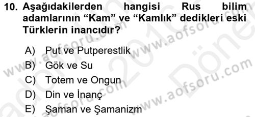 Mitoloji ve Din Dersi 2016 - 2017 Yılı (Final) Dönem Sonu Sınav Soruları 10. Soru