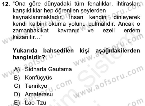 Mitoloji ve Din Dersi 2016 - 2017 Yılı (Final) Dönem Sonu Sınav Soruları 12. Soru