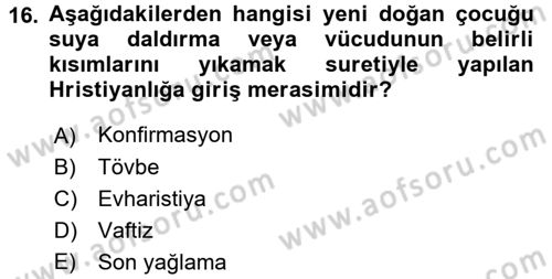 Mitoloji ve Din Dersi 2016 - 2017 Yılı (Final) Dönem Sonu Sınav Soruları 16. Soru