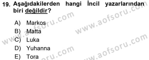 Mitoloji ve Din Dersi 2016 - 2017 Yılı (Final) Dönem Sonu Sınav Soruları 19. Soru