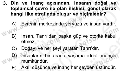 Mitoloji ve Din Dersi 2016 - 2017 Yılı (Final) Dönem Sonu Sınav Soruları 3. Soru