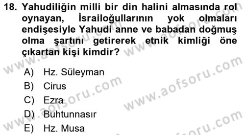 Mitoloji ve Din Dersi 2017 - 2018 Yılı 3 Ders Sınav Soruları 18. Soru