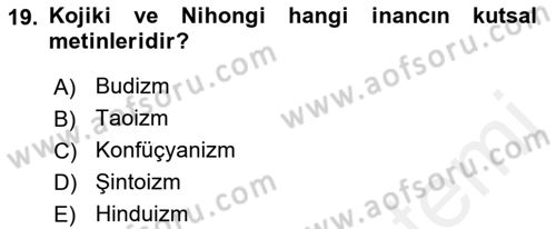 Mitoloji ve Din Dersi 2017 - 2018 Yılı 3 Ders Sınav Soruları 19. Soru