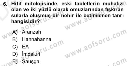 Mitoloji ve Din Dersi 2017 - 2018 Yılı 3 Ders Sınav Soruları 6. Soru