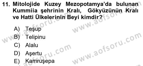 Mitoloji ve Din Dersi 2017 - 2018 Yılı (Vize) Ara Sınav Soruları 11. Soru