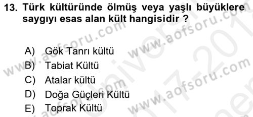 Mitoloji ve Din Dersi 2017 - 2018 Yılı (Final) Dönem Sonu Sınav Soruları 13. Soru