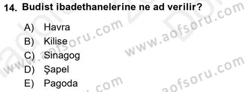 Mitoloji ve Din Dersi 2017 - 2018 Yılı (Final) Dönem Sonu Sınav Soruları 14. Soru