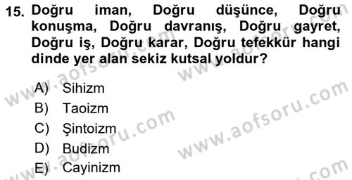 Mitoloji ve Din Dersi 2017 - 2018 Yılı (Final) Dönem Sonu Sınav Soruları 15. Soru