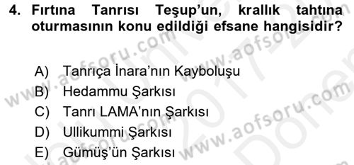 Mitoloji ve Din Dersi 2017 - 2018 Yılı (Final) Dönem Sonu Sınav Soruları 4. Soru