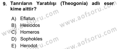 Mitoloji ve Din Dersi 2017 - 2018 Yılı (Final) Dönem Sonu Sınav Soruları 9. Soru