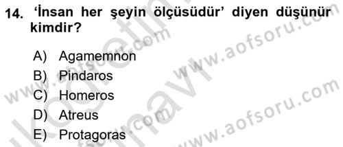 Mitoloji ve Din Dersi 2018 - 2019 Yılı 3 Ders Sınav Soruları 14. Soru