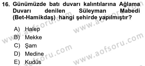 Mitoloji ve Din Dersi 2018 - 2019 Yılı 3 Ders Sınav Soruları 16. Soru