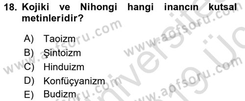Mitoloji ve Din Dersi 2018 - 2019 Yılı 3 Ders Sınav Soruları 18. Soru
