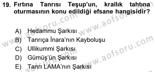 Mitoloji ve Din Dersi 2018 - 2019 Yılı 3 Ders Sınav Soruları 19. Soru