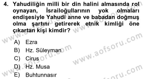 Mitoloji ve Din Dersi 2018 - 2019 Yılı 3 Ders Sınav Soruları 4. Soru