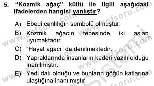 Mitoloji ve Din Dersi 2018 - 2019 Yılı 3 Ders Sınav Soruları 5. Soru
