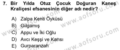 Mitoloji ve Din Dersi 2018 - 2019 Yılı 3 Ders Sınav Soruları 7. Soru