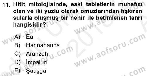 Mitoloji ve Din Dersi 2018 - 2019 Yılı (Vize) Ara Sınav Soruları 11. Soru