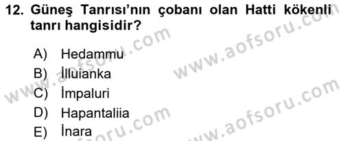 Mitoloji ve Din Dersi Ara Sınavı Deneme Sınav Soruları 12. Soru
