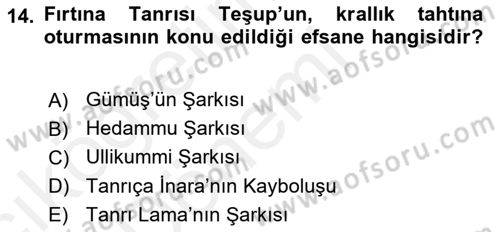 Mitoloji ve Din Dersi Ara Sınavı Deneme Sınav Soruları 14. Soru