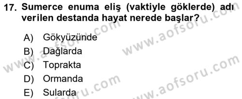 Mitoloji ve Din Dersi 2018 - 2019 Yılı (Vize) Ara Sınav Soruları 17. Soru