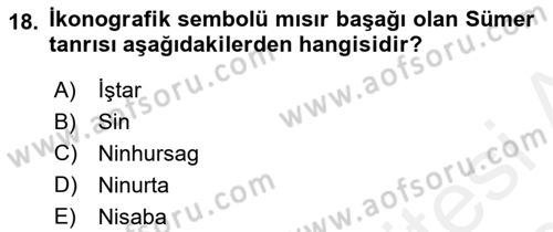 Mitoloji ve Din Dersi Ara Sınavı Deneme Sınav Soruları 18. Soru