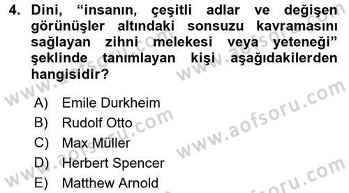 Mitoloji ve Din Dersi Ara Sınavı Deneme Sınav Soruları 4. Soru