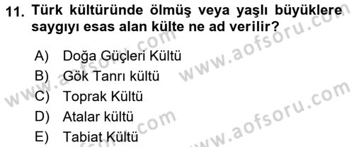 Mitoloji ve Din Dersi 2018 - 2019 Yılı (Final) Dönem Sonu Sınav Soruları 11. Soru