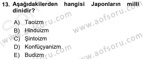 Mitoloji ve Din Dersi 2018 - 2019 Yılı (Final) Dönem Sonu Sınav Soruları 13. Soru