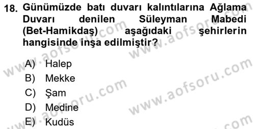 Mitoloji ve Din Dersi 2018 - 2019 Yılı (Final) Dönem Sonu Sınav Soruları 18. Soru