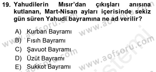 Mitoloji ve Din Dersi 2018 - 2019 Yılı (Final) Dönem Sonu Sınav Soruları 19. Soru