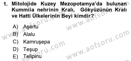Mitoloji ve Din Dersi 2018 - 2019 Yılı Yaz Okulu Sınav Soruları 1. Soru