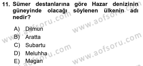 Mitoloji ve Din Dersi 2018 - 2019 Yılı Yaz Okulu Sınav Soruları 11. Soru
