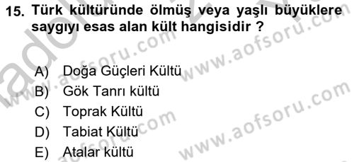 Mitoloji ve Din Dersi 2018 - 2019 Yılı Yaz Okulu Sınav Soruları 15. Soru