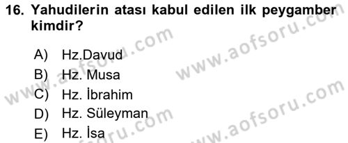 Mitoloji ve Din Dersi 2018 - 2019 Yılı Yaz Okulu Sınav Soruları 16. Soru