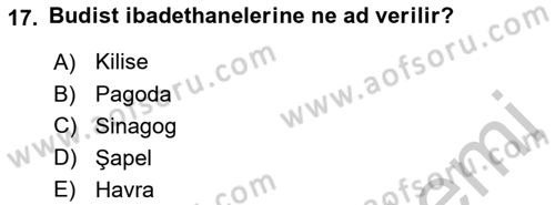 Mitoloji ve Din Dersi 2018 - 2019 Yılı Yaz Okulu Sınav Soruları 17. Soru