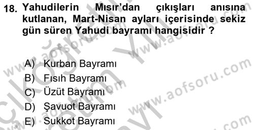 Mitoloji ve Din Dersi 2018 - 2019 Yılı Yaz Okulu Sınav Soruları 18. Soru