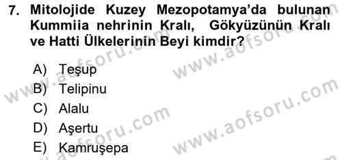 Mitoloji ve Din Dersi 2019 - 2020 Yılı (Vize) Ara Sınav Soruları 7. Soru