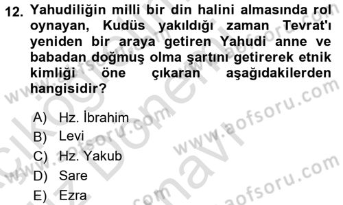 Mitoloji ve Din Dersi 2019 - 2020 Yılı (Final) Dönem Sonu Sınav Soruları 12. Soru