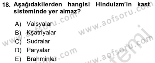 Mitoloji ve Din Dersi 2019 - 2020 Yılı (Final) Dönem Sonu Sınav Soruları 18. Soru