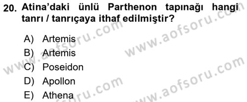 Mitoloji ve Din Dersi 2019 - 2020 Yılı (Final) Dönem Sonu Sınav Soruları 20. Soru