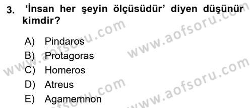 Mitoloji ve Din Dersi 2019 - 2020 Yılı (Final) Dönem Sonu Sınav Soruları 3. Soru