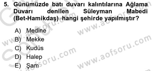 Mitoloji ve Din Dersi 2019 - 2020 Yılı (Final) Dönem Sonu Sınav Soruları 5. Soru