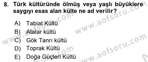Mitoloji ve Din Dersi 2019 - 2020 Yılı (Final) Dönem Sonu Sınav Soruları 8. Soru