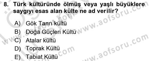 Mitoloji ve Din Dersi 2020 - 2021 Yılı Yaz Okulu Sınav Soruları 8. Soru