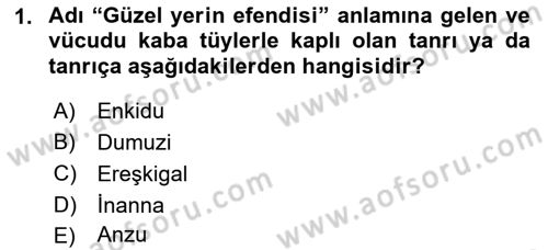 Mitoloji ve Din Dersi 2021 - 2022 Yılı (Vize) Ara Sınav Soruları 1. Soru
