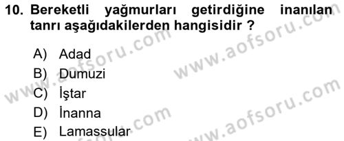 Mitoloji ve Din Dersi Ara Sınavı Deneme Sınav Soruları 10. Soru