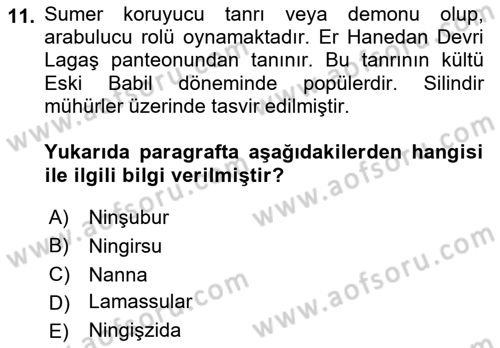 Mitoloji ve Din Dersi 2021 - 2022 Yılı (Vize) Ara Sınav Soruları 11. Soru